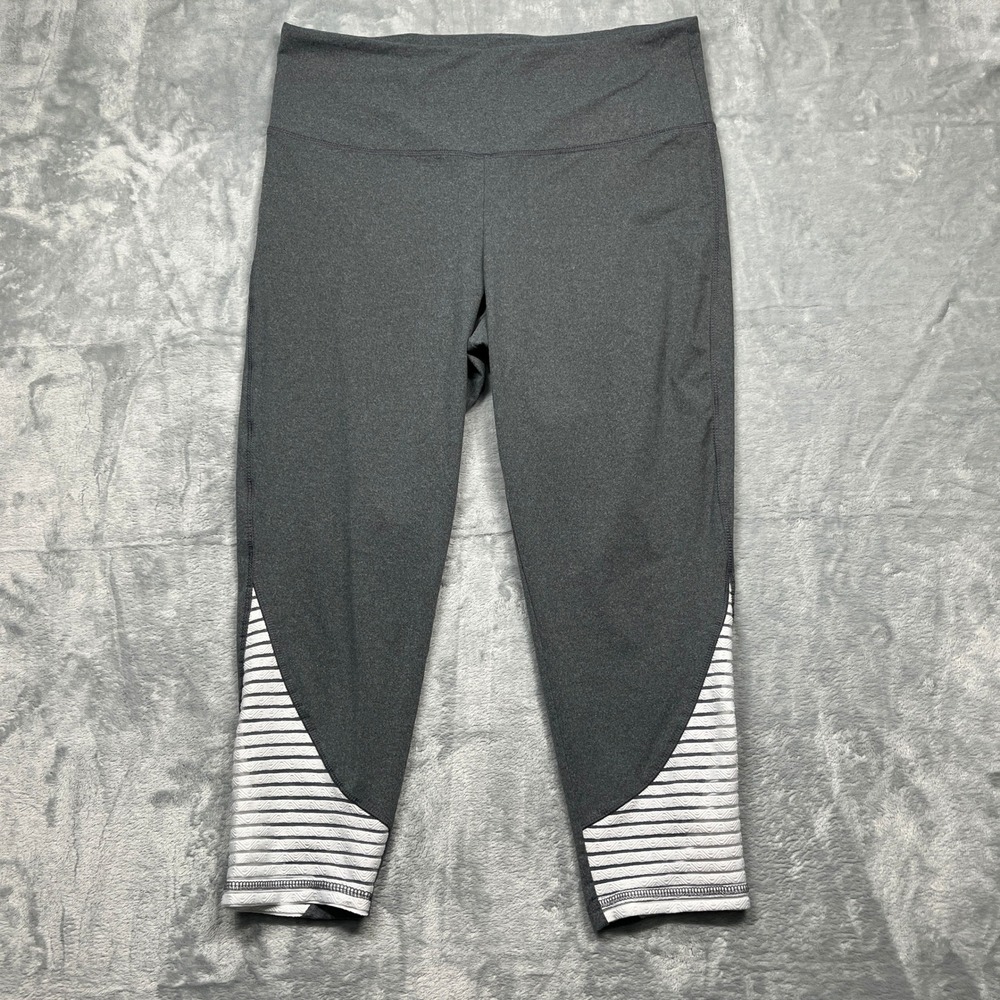 Marika Capri Leggings Womens 0X Grey High Rise Mesh Activewear Yoga Pants